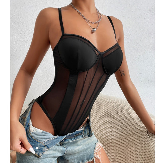 Velouré Muse – Satijn & Mesh korsetbodysuit