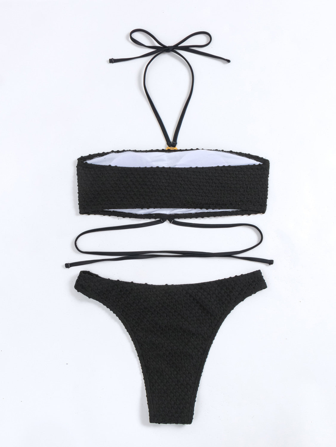 Midnight Jewel – Luxe bandeau bikini met statement juweel (2-delig)
